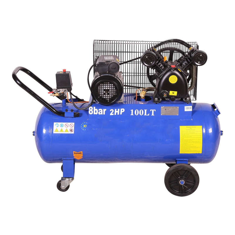 100L 1.5 KW (2 HP) 230 V Belt Driven V-Type Air Compressor