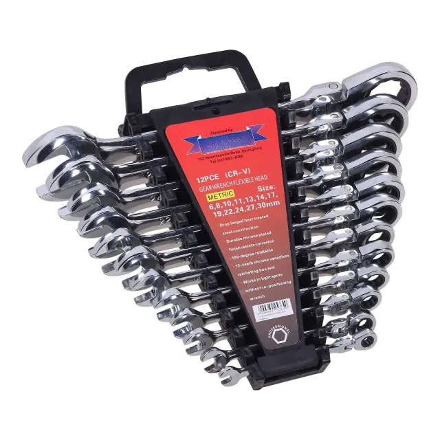 12-Piece Gear Wrench Set with Flexible Head