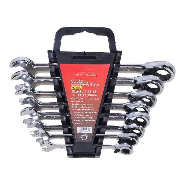 8 PCS Gear Wrench Set with Forward/Reverse Button