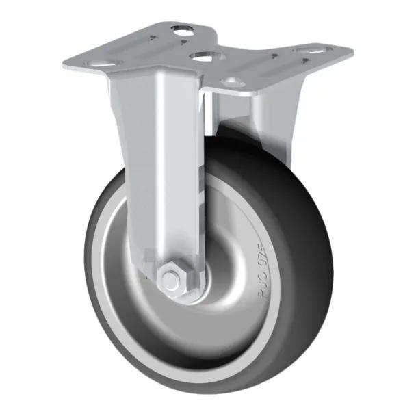 75mm Rubber Fixed Castor Wheel with Plate Bracket