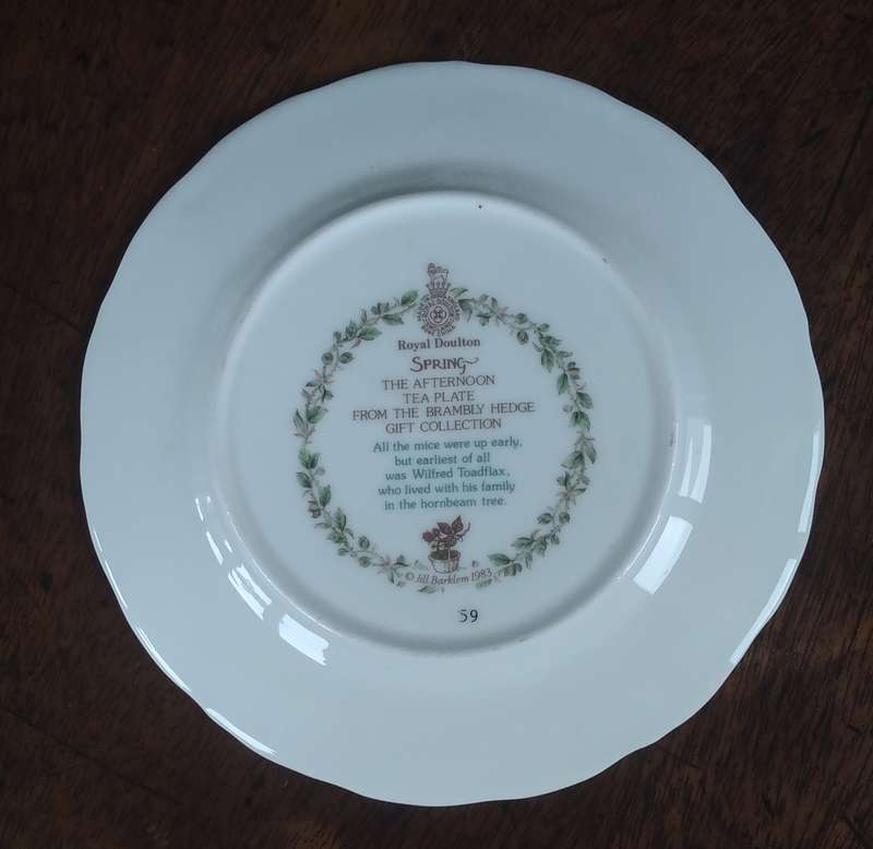 Royal Doulton Bramley Hedge Spring Teacup, Saucer, and Cake Plate Set Immaculate Condition