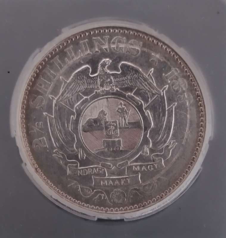 1897 Paul Kruger silver 2 1/2 Shillings graded AU53  Excellent Scraper Marks