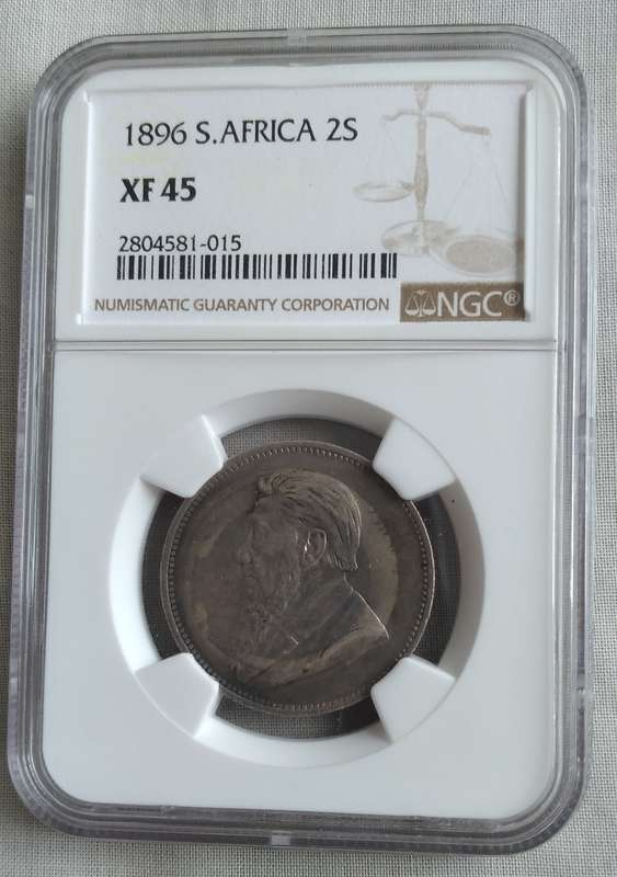 1896 ZAR Kruger 2 Shillings XF45 NGC Graded
