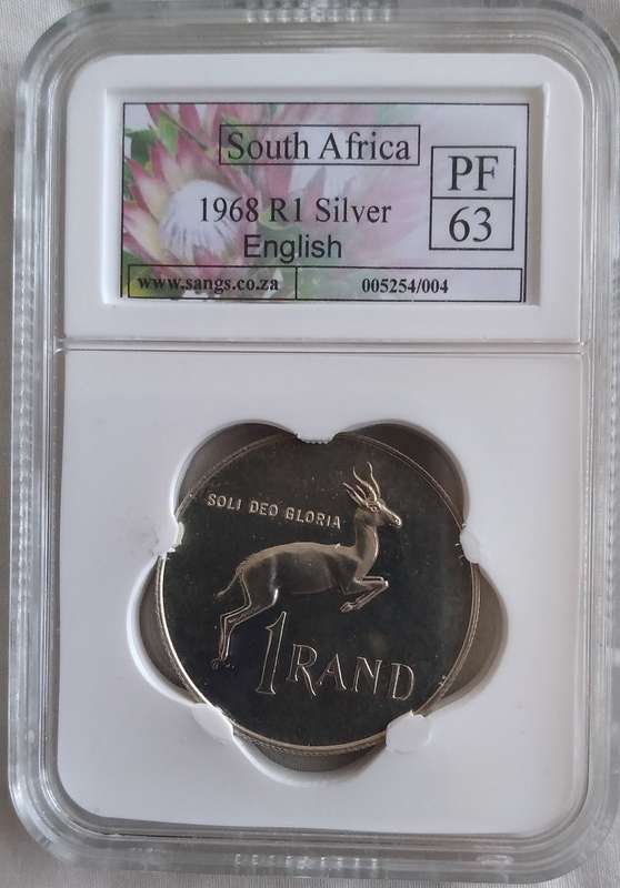 1968 South Africa R1 Silver Coin  PF63 SANGS | Stunning Luster | Collectors Gem