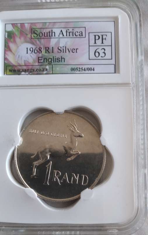 1968 South Africa R1 Silver Coin  PF63 SANGS | Stunning Luster | Collectors Gem