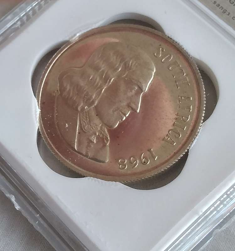 1968 South Africa R1 Silver Coin  PF63 SANGS | Stunning Luster | Collectors Gem