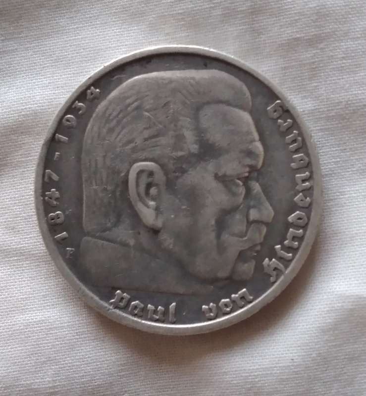 1935 German 5 Reichsmark 90% Silver