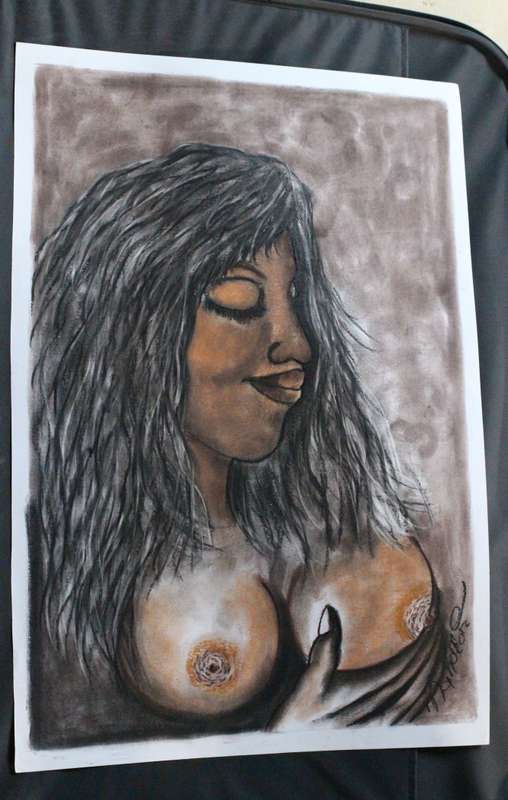 Original artwork by Lucas Mahome  - Nude Looking Down (Pastel) 2012