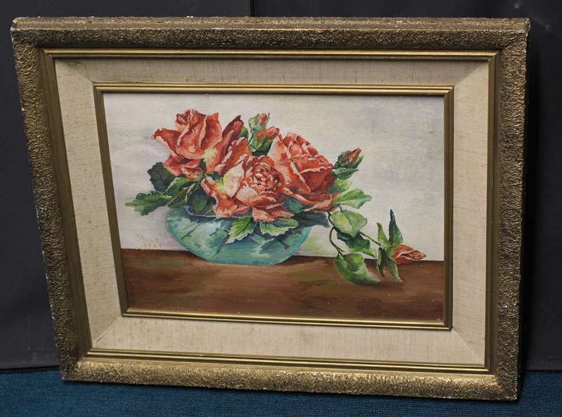 Painting - Roses in Bowl (Framed)