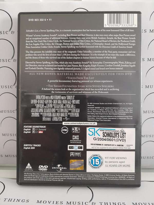 Schindler's List - Steven Spielberg (2 x DVDs)