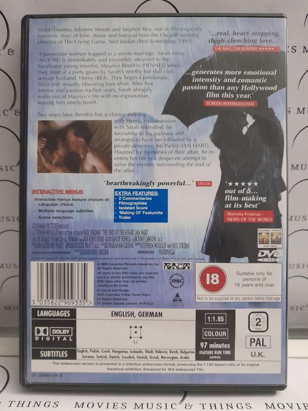 The end of the Affair - Ralph Fiennes (DVD) Widescreen Presentation