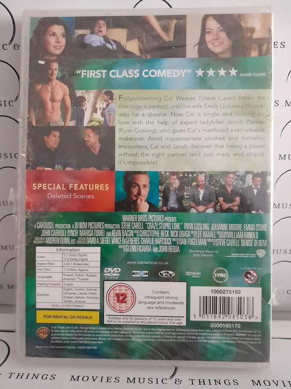 Crazy Stupid Love - Steve Carell & Ryan Gosling (DVD) New
