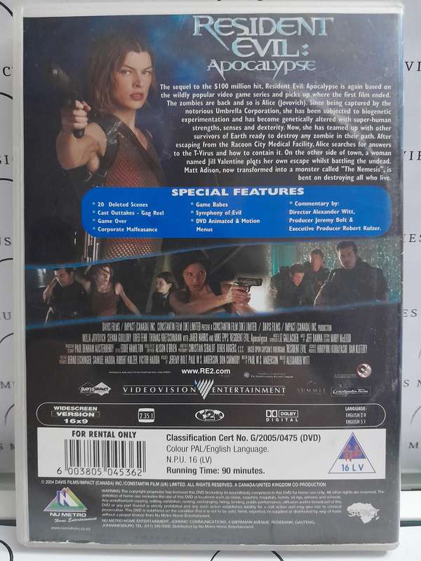 Resident Evil - Apocalypse - Milla Jovovich (DVD)