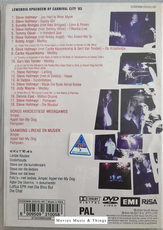 Steve Hofmeyr - Toeka, Nag van die Legendes (DVD)