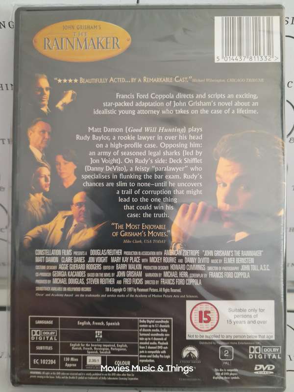 The Rainmaker - Matt Damon (DVD) New