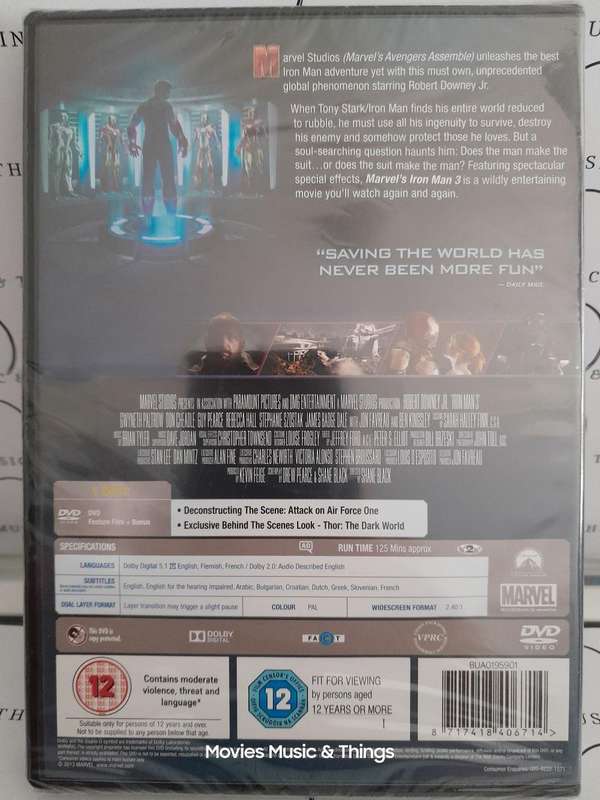 Iron Man 3 (DVD) New