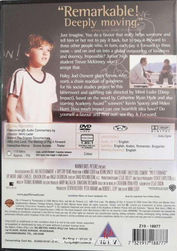 Pay it Forward - Kevin Spacey & Haley Joel Osment (DVD)
