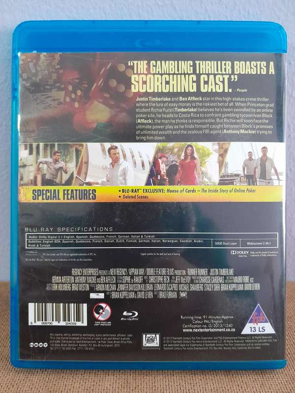 Runner Runner - Ben Affleck & Justin Timberlake (Blu-ray Disc)