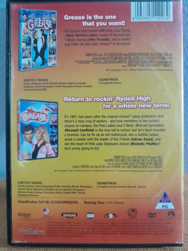 Grease & Grease 2 - Double Feature - John Travolta & Michelle Pfeiffer (2xDVD)