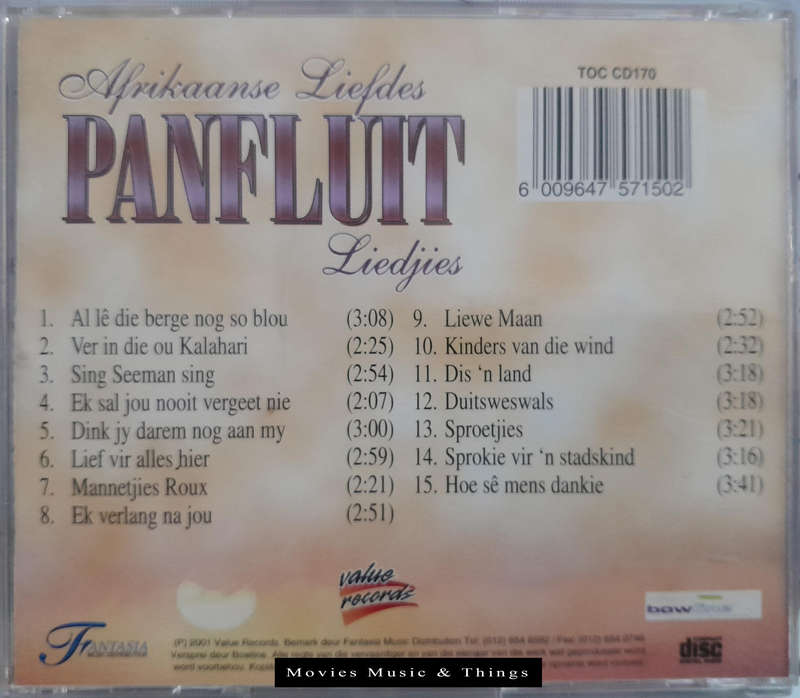 Afrikaanse Liefdes Panfluit liedjies (CD)