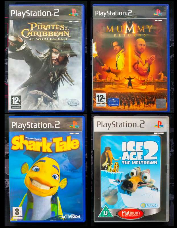 Movie tie-in games - PS2 / PlayStation 2 (Pirates 3, The Mummy 2, Shark Tale and Ice Age 2)
