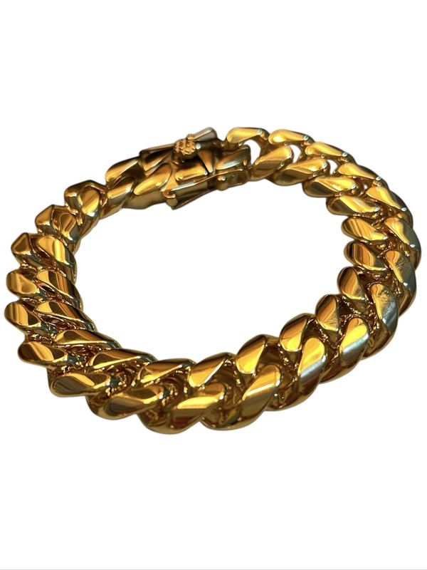 18k gold plated Mens curb bracelet