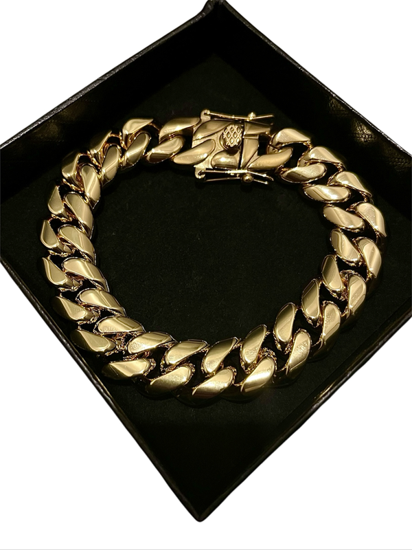 18k gold plated Mens curb bracelet