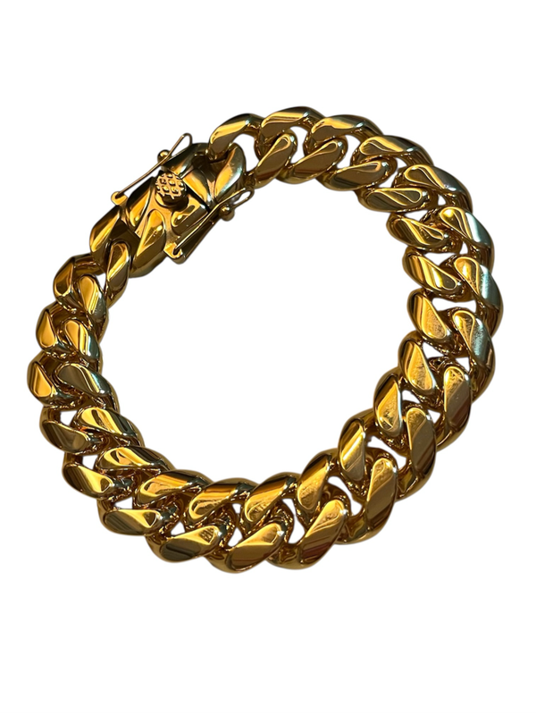 18k gold plated Mens curb bracelet