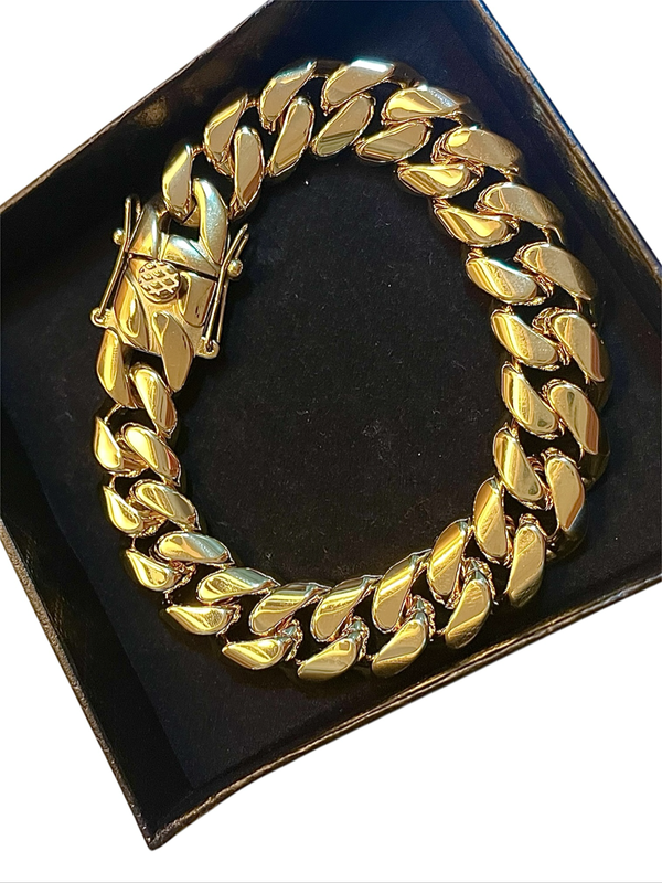 18k gold plated Mens curb bracelet