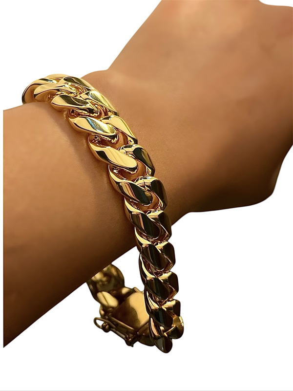 18k gold plated Mens curb bracelet