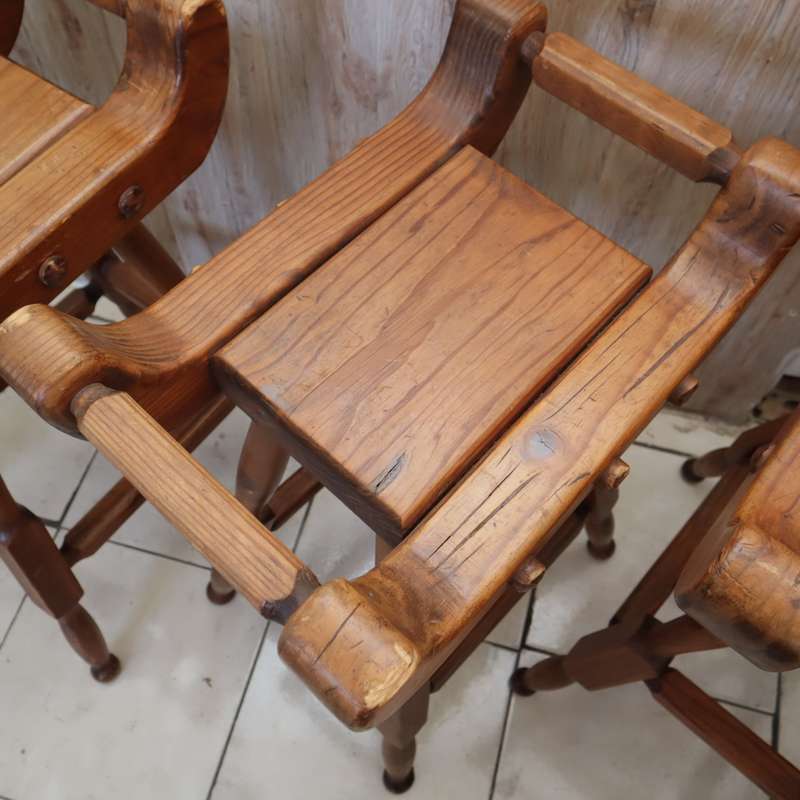 VINTAGE - Hard Wood Bar Stools (3 PCS)