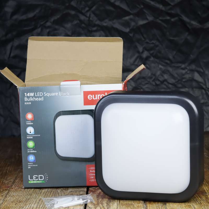 Eurolux 14W LED Square Black Bulkhead B282B | Integrated LED|