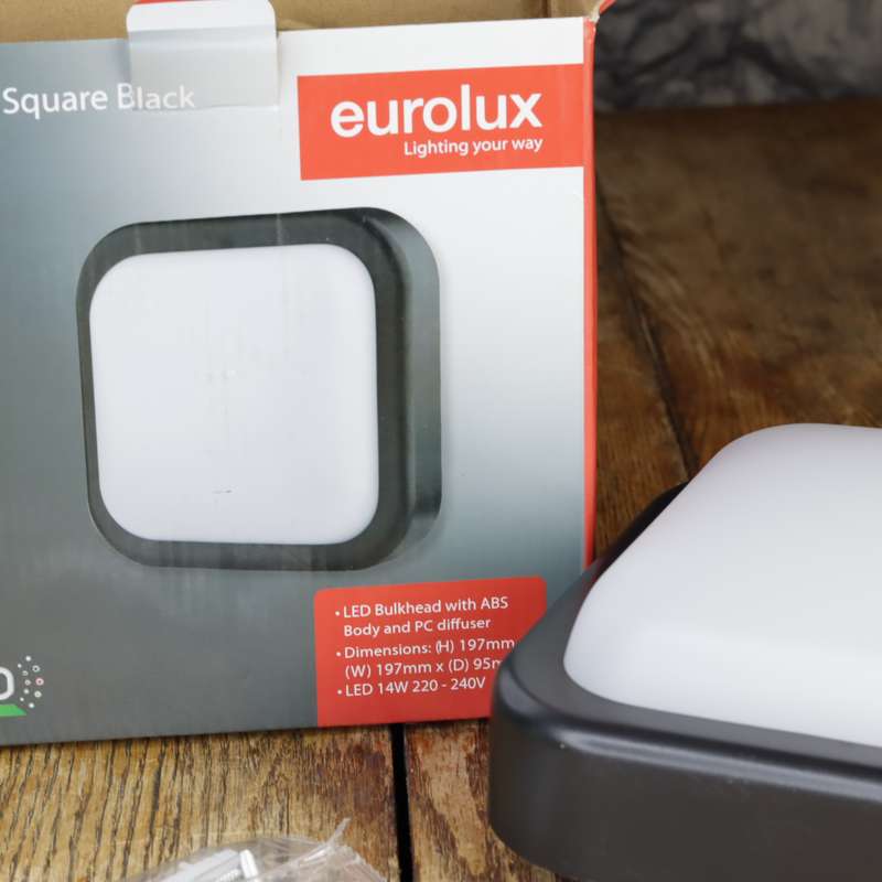 Eurolux 14W LED Square Black Bulkhead B282B | Integrated LED|
