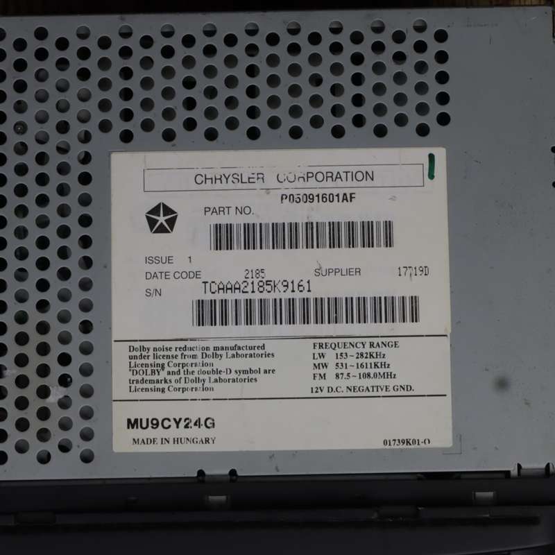 Chrysler Overhead Unit Radio P05091601AF MU9CY24G