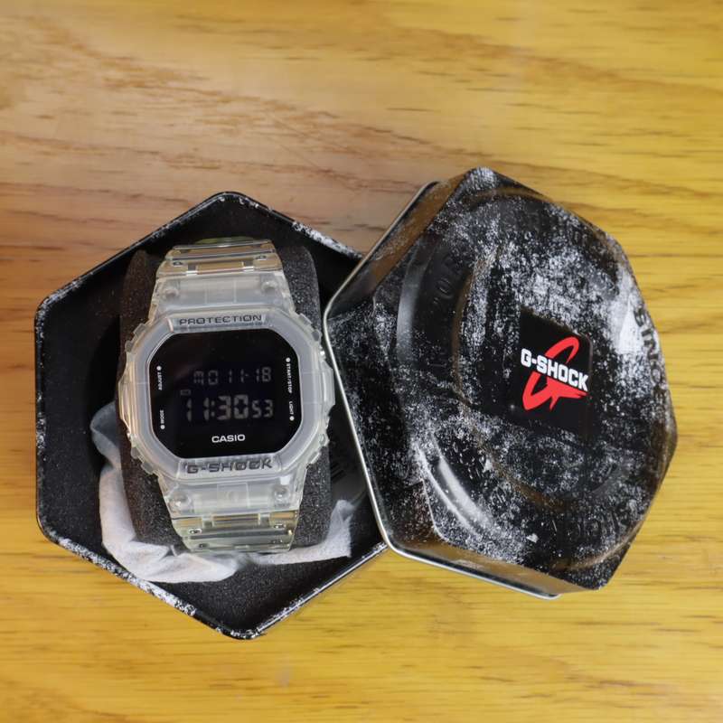Casio G-Shock Semi-Transparent Skeleton Watch - DW-5600SKE-7DR