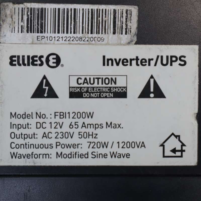 Ellies 1200VA 720W Modified Sine Wave Inverter Charger - FBI1200W