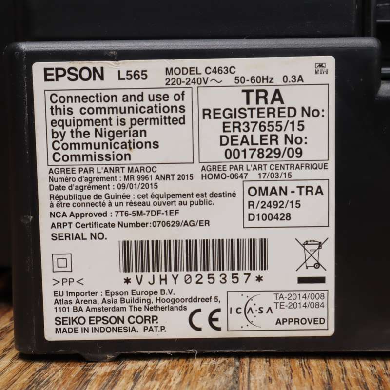 Epson L565 A4 Colour All-In-One Ink Tank Printer