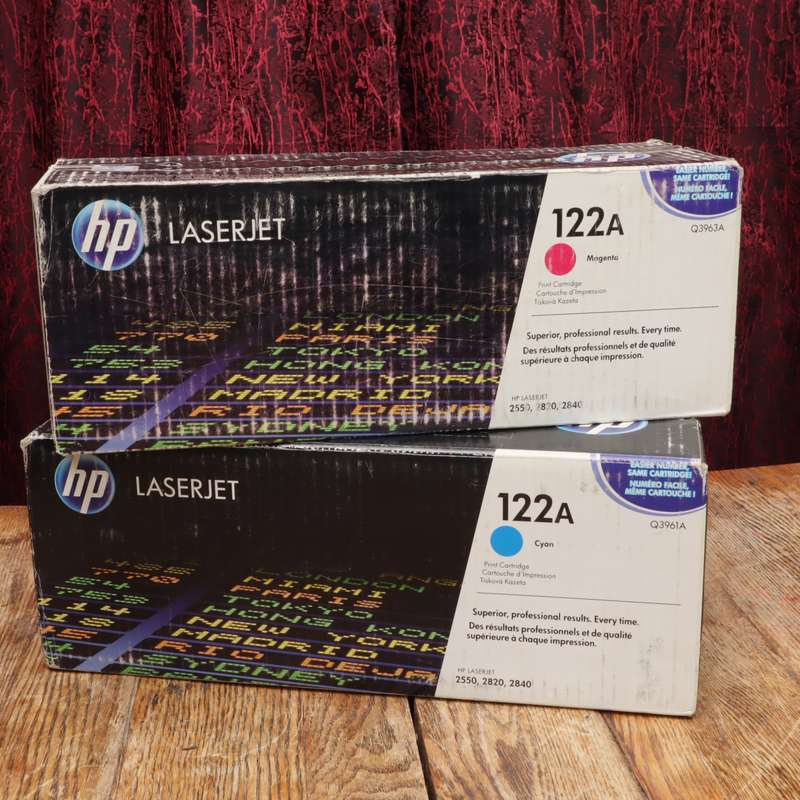 2 Pcs HP Colour Toners Cartridges - 122A - Magenta Cyan