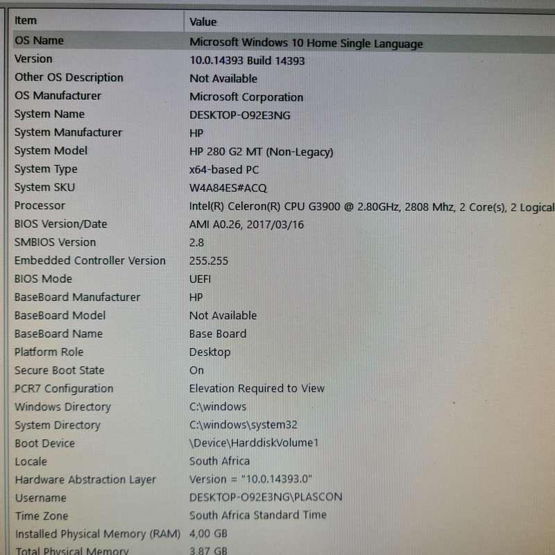 HP 280 G2 MT Business PC Desktop Intel Celeron 500GB HDD 2.8GHz 4GB RAM
