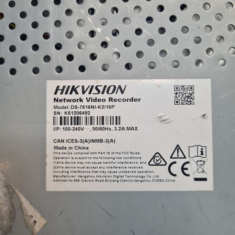 Hikvision 16 Channel PoE Embedded NVR DS-7616NI-K2/16P - Pre-Owned