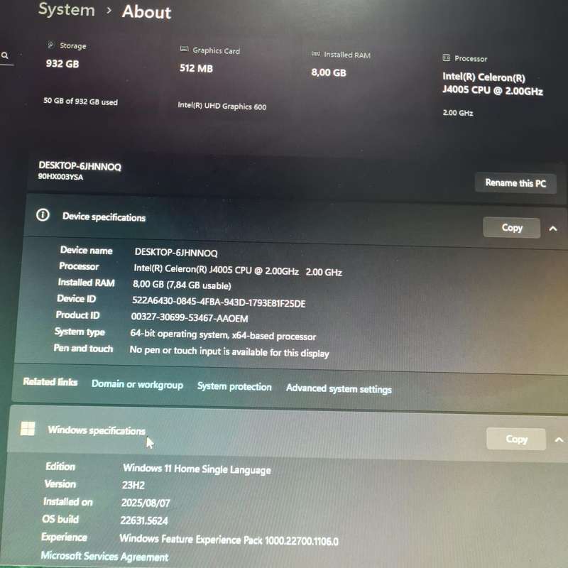 Lenovo Ideacentre 310S-08IGM 2.0GHz Celeron J4005 1TB HDD 8GB RAM Wi-Fi
