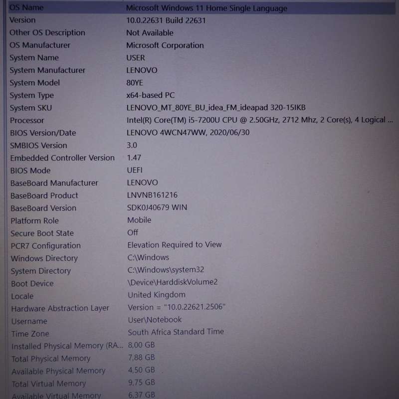 Lenovo IdeaPad 320-15IKB 2.5GHz Core i5 7Th Gen 8GB RAM 250GB SSD 15.6" AMD Radeon(TM) 530