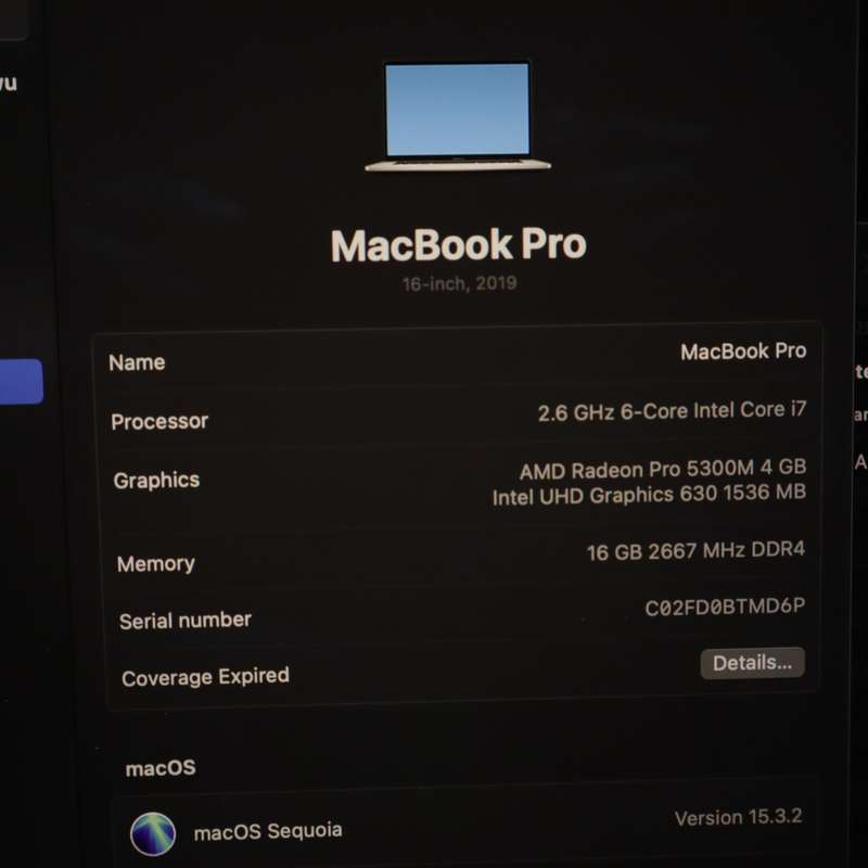 MacBook Pro 16" 2019 2.6 GHz 6-Core Intel Core i7 512GB SSD 16GB RAM AMD Radeon Intel UHD Graphics