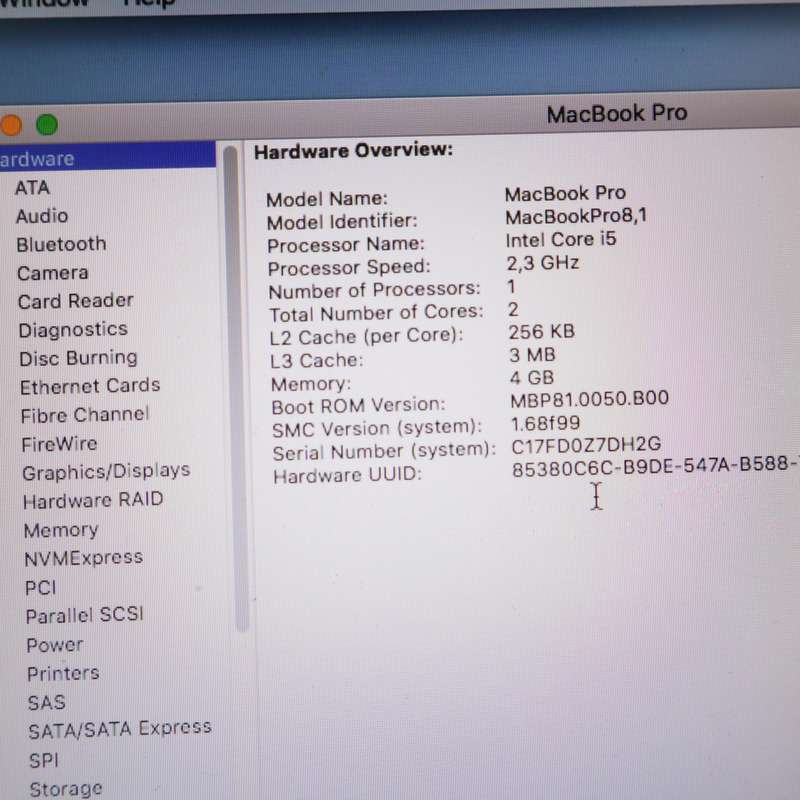 13" MacBook Pro Early 2011 Core i5 2.3GHz 4GB RAM 320GB McBookPro8,1