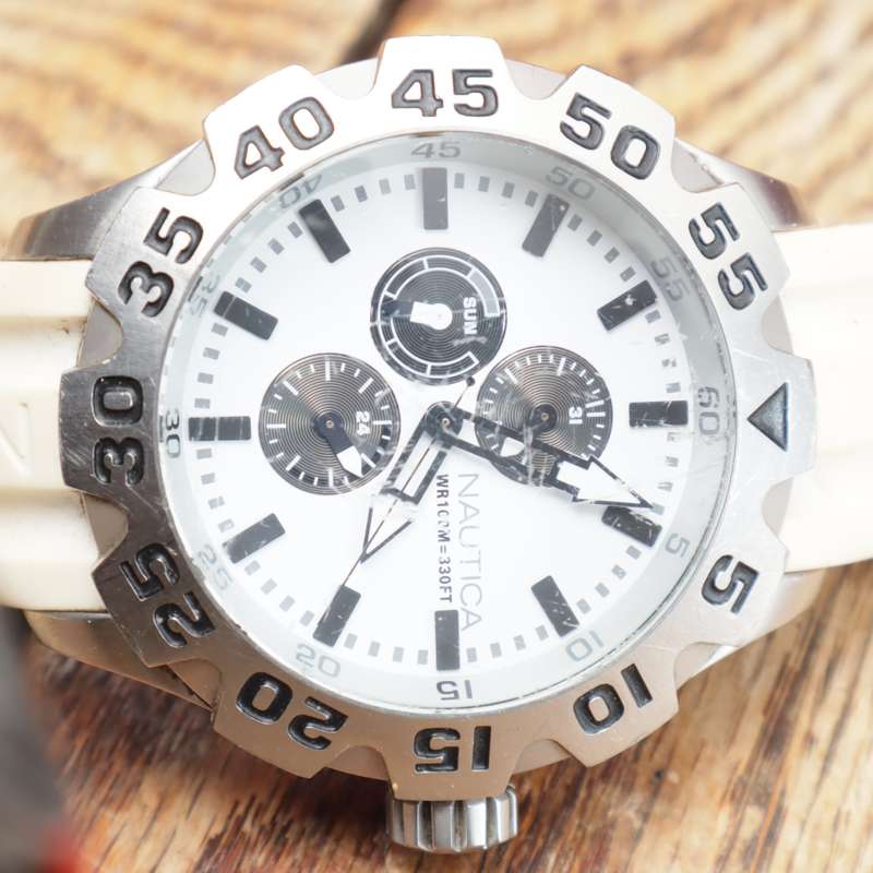 Nautica A15583G Chronograph Watch - White Strap