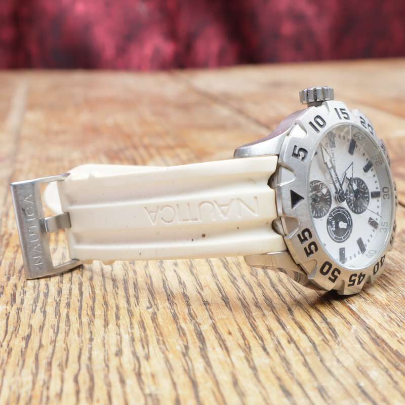 Nautica A15583G Chronograph Watch - White Strap