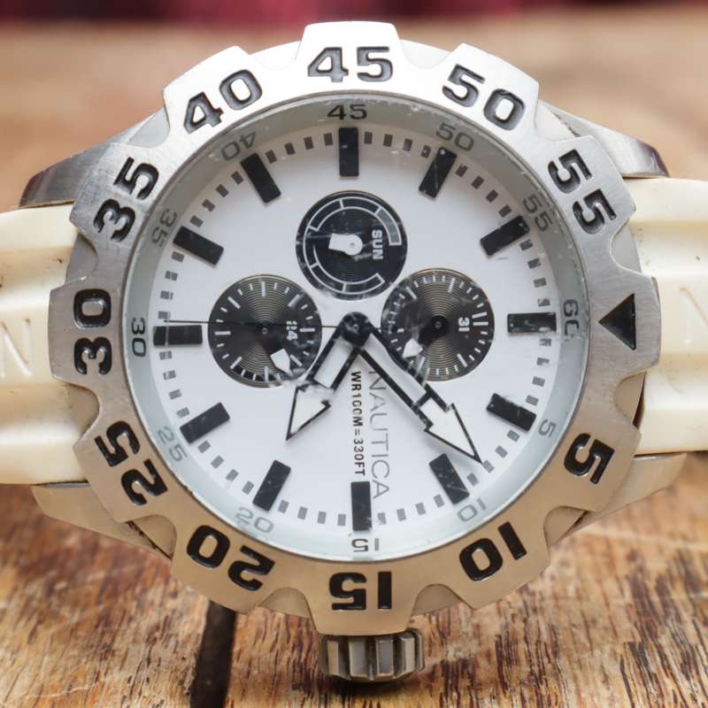 Nautica A15583G Chronograph Watch - White Strap