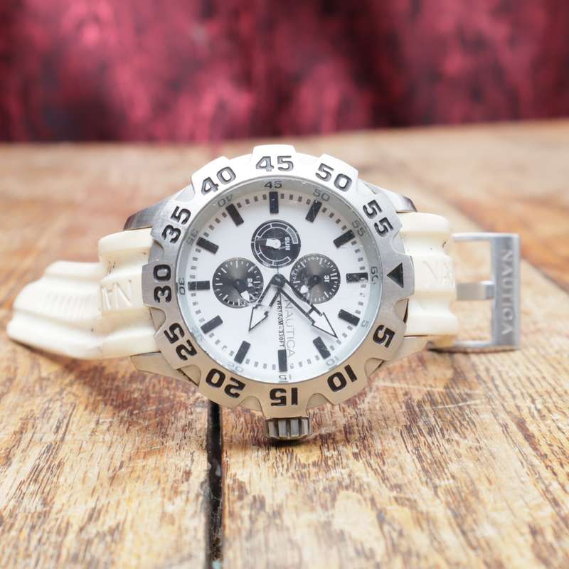 Nautica A15583G Chronograph Watch - White Strap