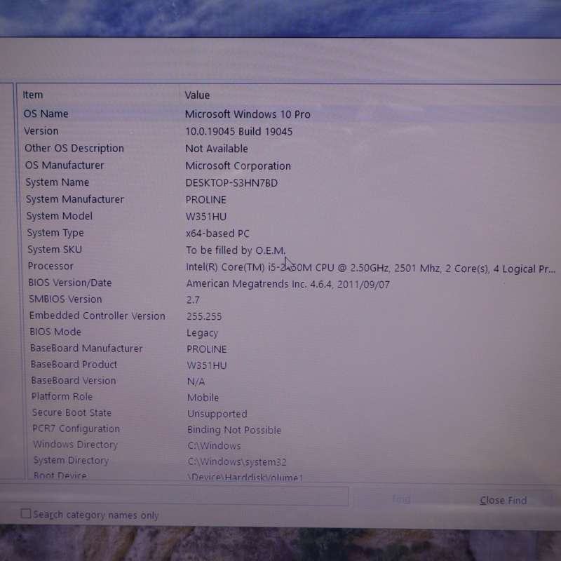 Proline W351HU Notebook PC Core i5 1TB HDD 4GB RAM 2.5GHz Win10 Pro