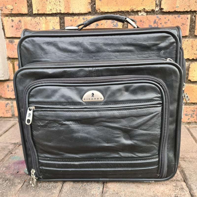 Ricardo Leather Carry-On Travel Bag with Rollers